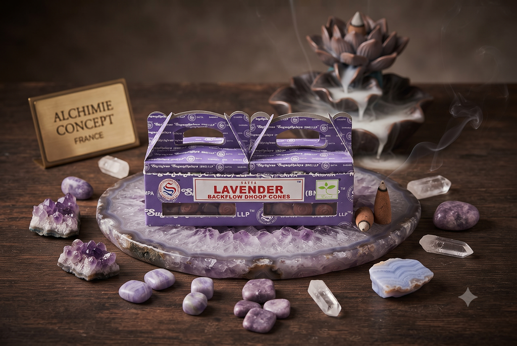 * Cônes Backflow Satya Lavande – Lot de 6 Boîtes x 24 Cônes | Encens Relaxation Naturel