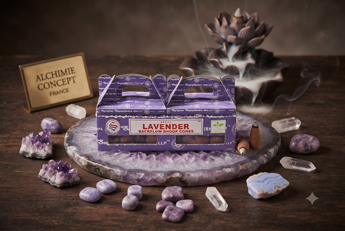 * Cônes Backflow Satya Lavande – Lot de 6 Boîtes x 24 Cônes | Encens Relaxation Naturel
