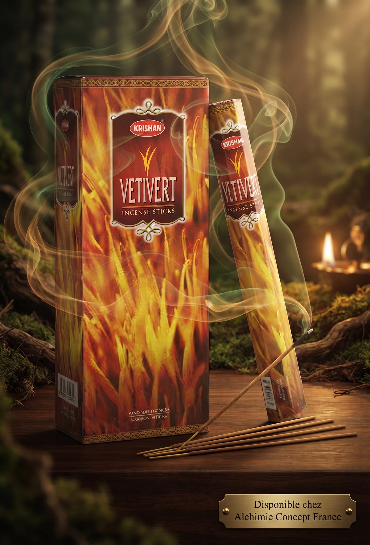 Encens Krishan Vetiver 20g | Boîte de 6 Paquets — Ancrage & Sérénité Profonde