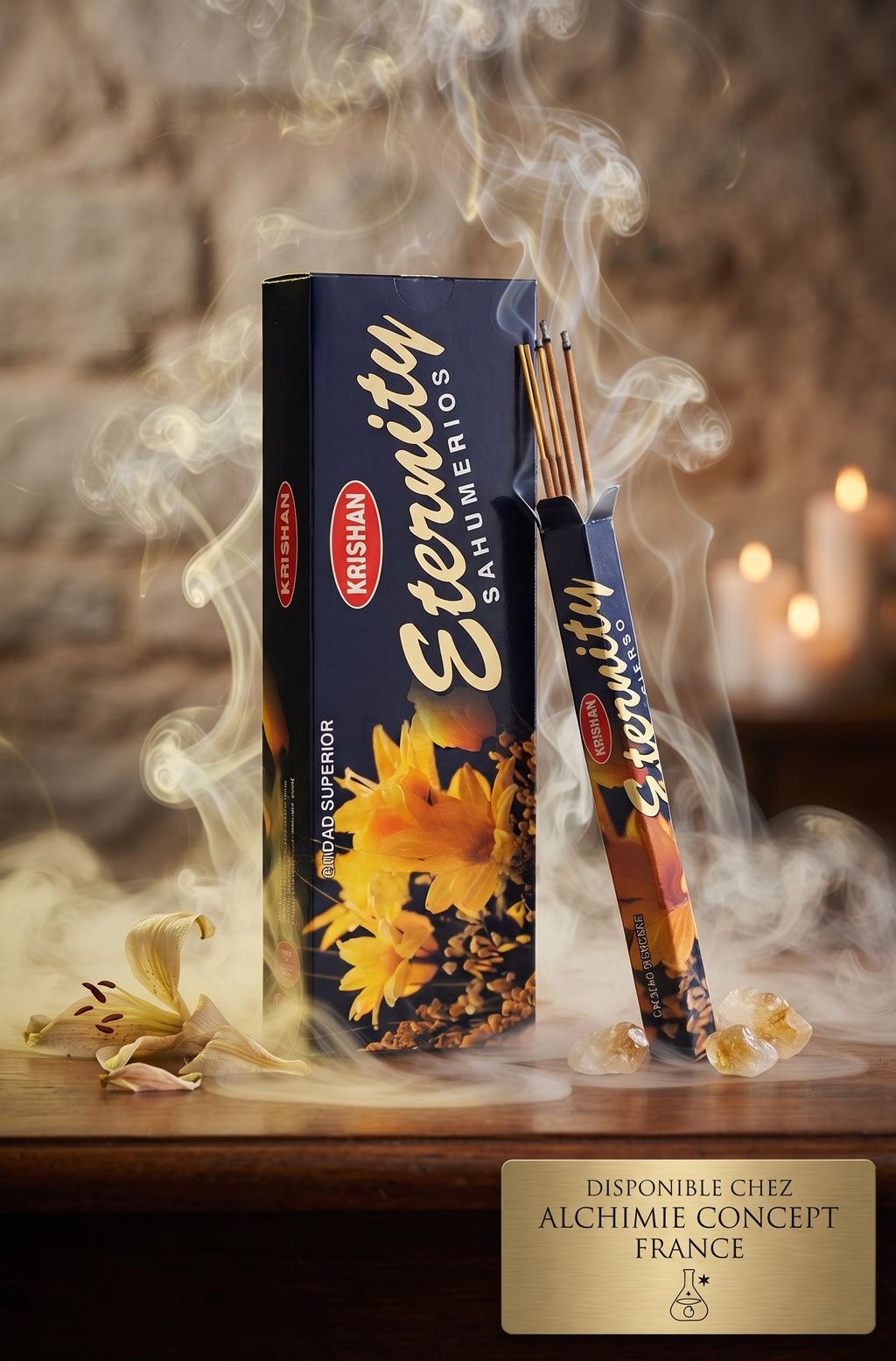 Encens Krishan Éternité 20g – Boîte 6 Paquets | Spléndeur Intemporelle & Sérénité Naturelle