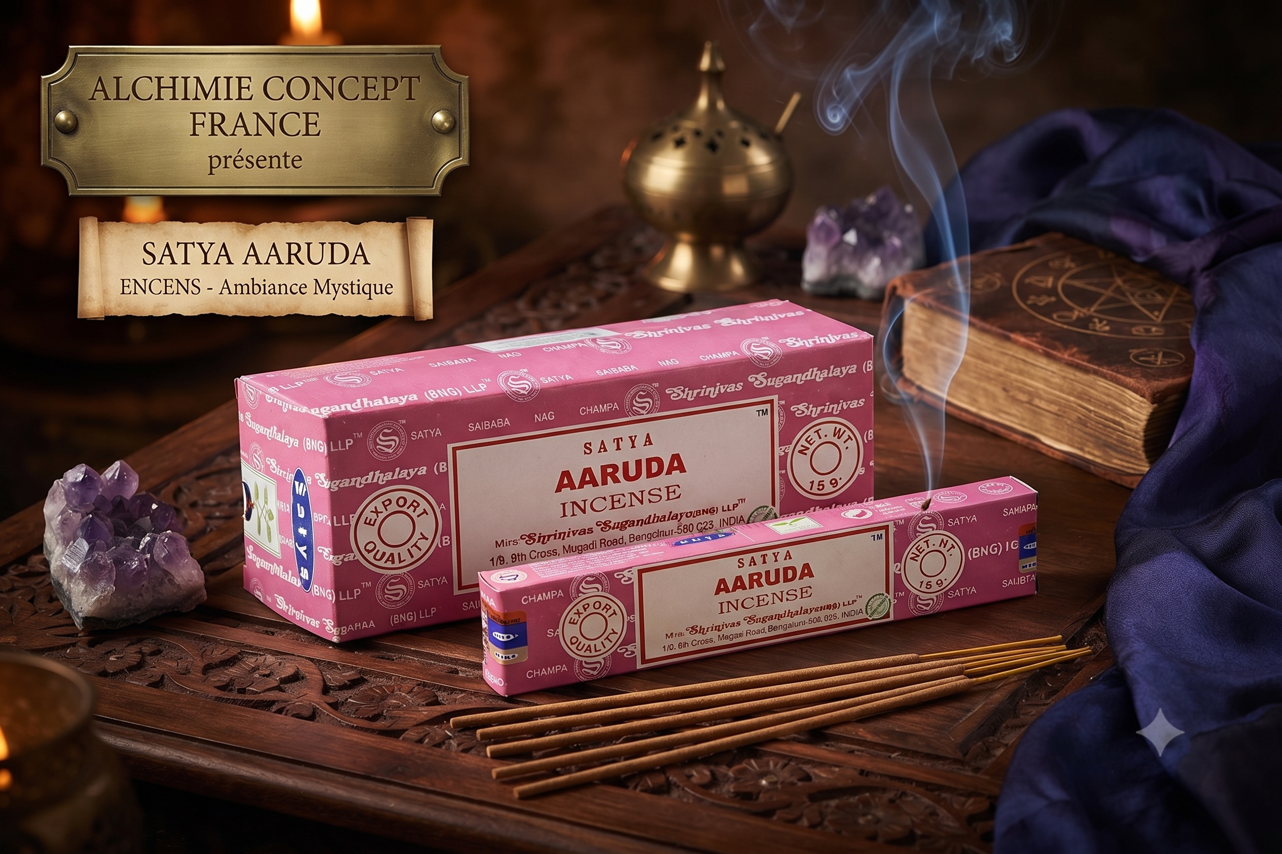 * Encens Satya Arruda – Boîte de 12 Paquets de 15g | Purification & Protection