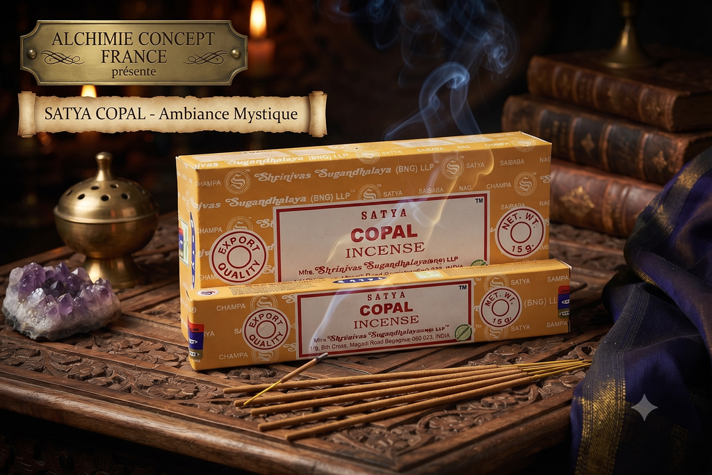 * Encens Satya Copal – Boîte de 12 Paquets de 15g | Résine Sacrée Maya & Élévation Spirituelle