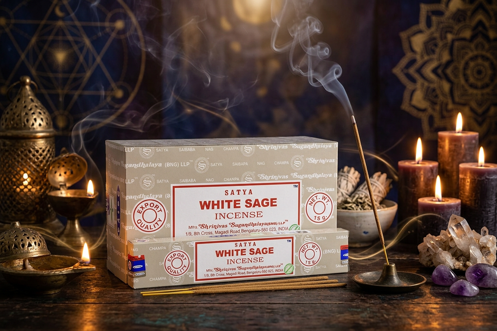 * Encens Satya Sauge Blanche – Boîte 12 x 15g | Grand Purificateur, Smudging & Cristaux