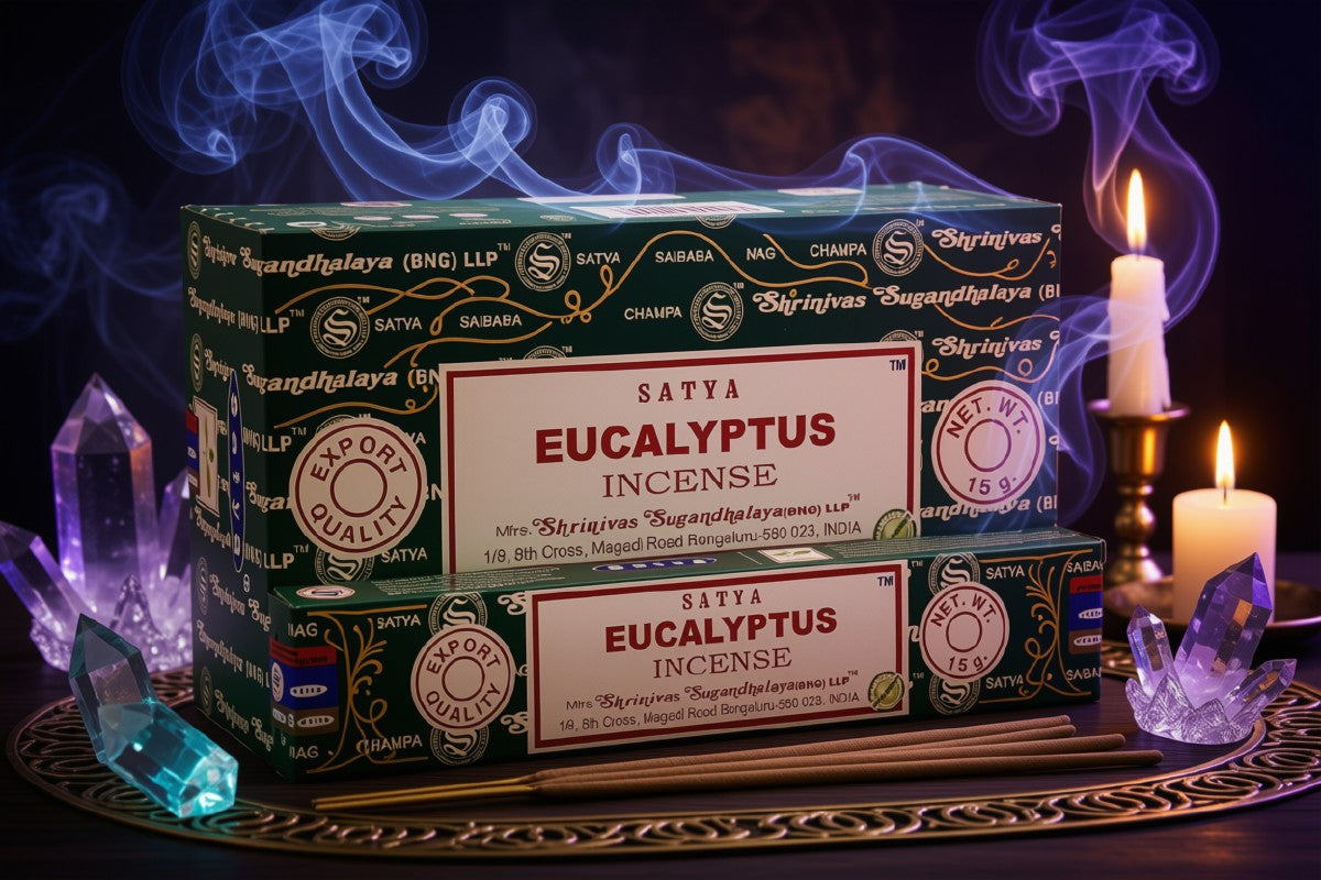 * Encens Satya Eucalyptus – Boîte de 12 Paquets de 15g | Souffle Pur & Vitalité Respiratoire