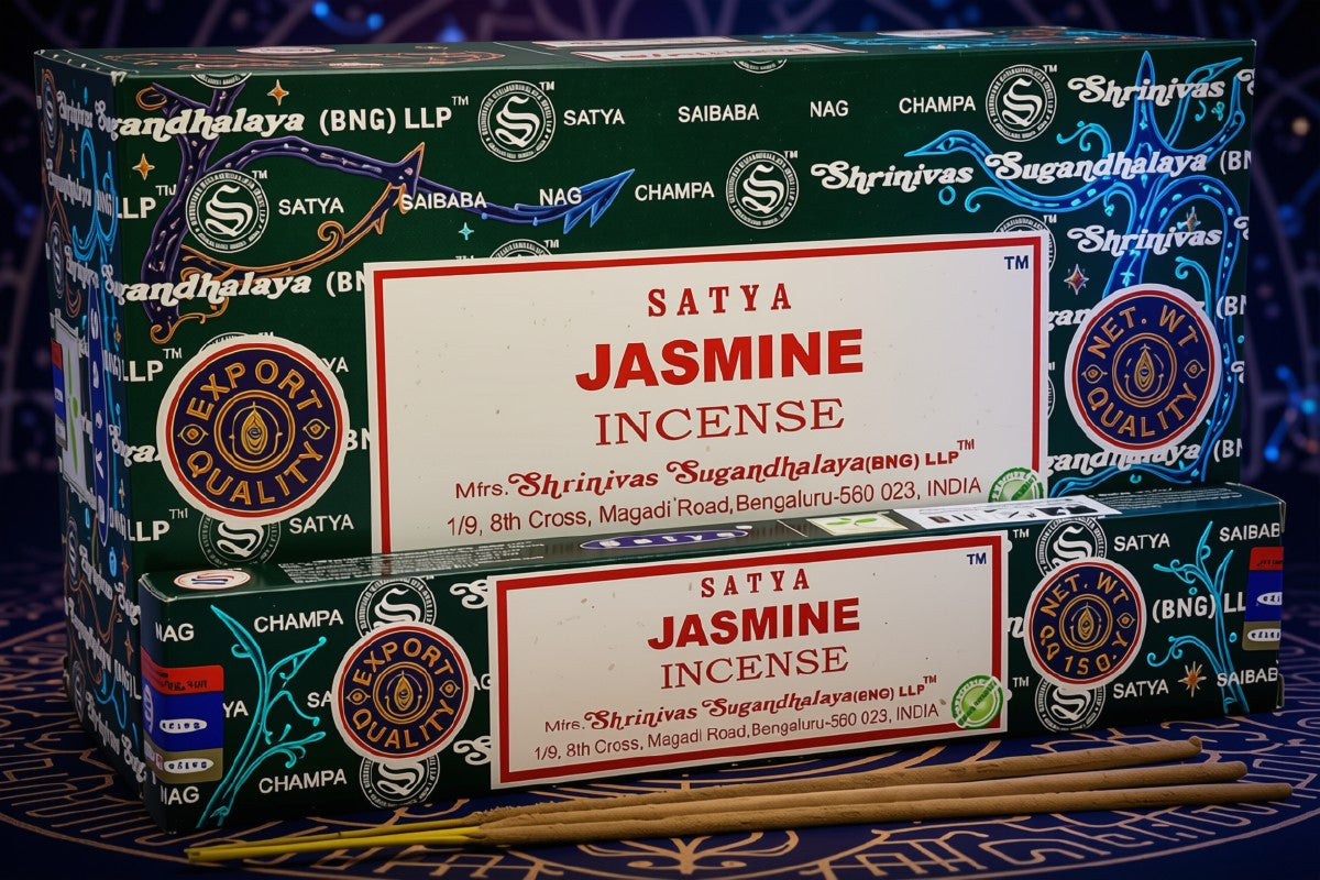 * Encens Satya Jasmin – Boîte de 12 Paquets de 15g | Fleur de Tendresse & Énergie du Cœur