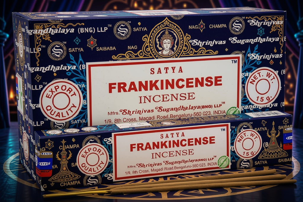* Encens Satya Frankincense (Oliban) – Boîte de 12 Paquets de 15g | Résine Sacrée Millénaire