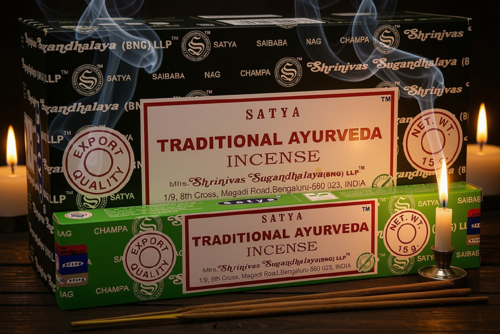 * Encens Satya Ayurveda Traditionnel – Boîte 12 x 15g | Sagesse Indienne, Équilibre & Bien-être Holistique