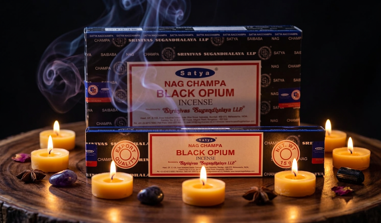 * Encens Satya Black Opium – Boîte 12 x 15g | Nuit Orientale, Intense & Mystérieux
