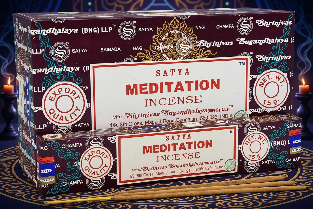 * Encens Satya Méditation – Boîte de 12 Paquets de 15g | Pleine Conscience & Silence Intérieur