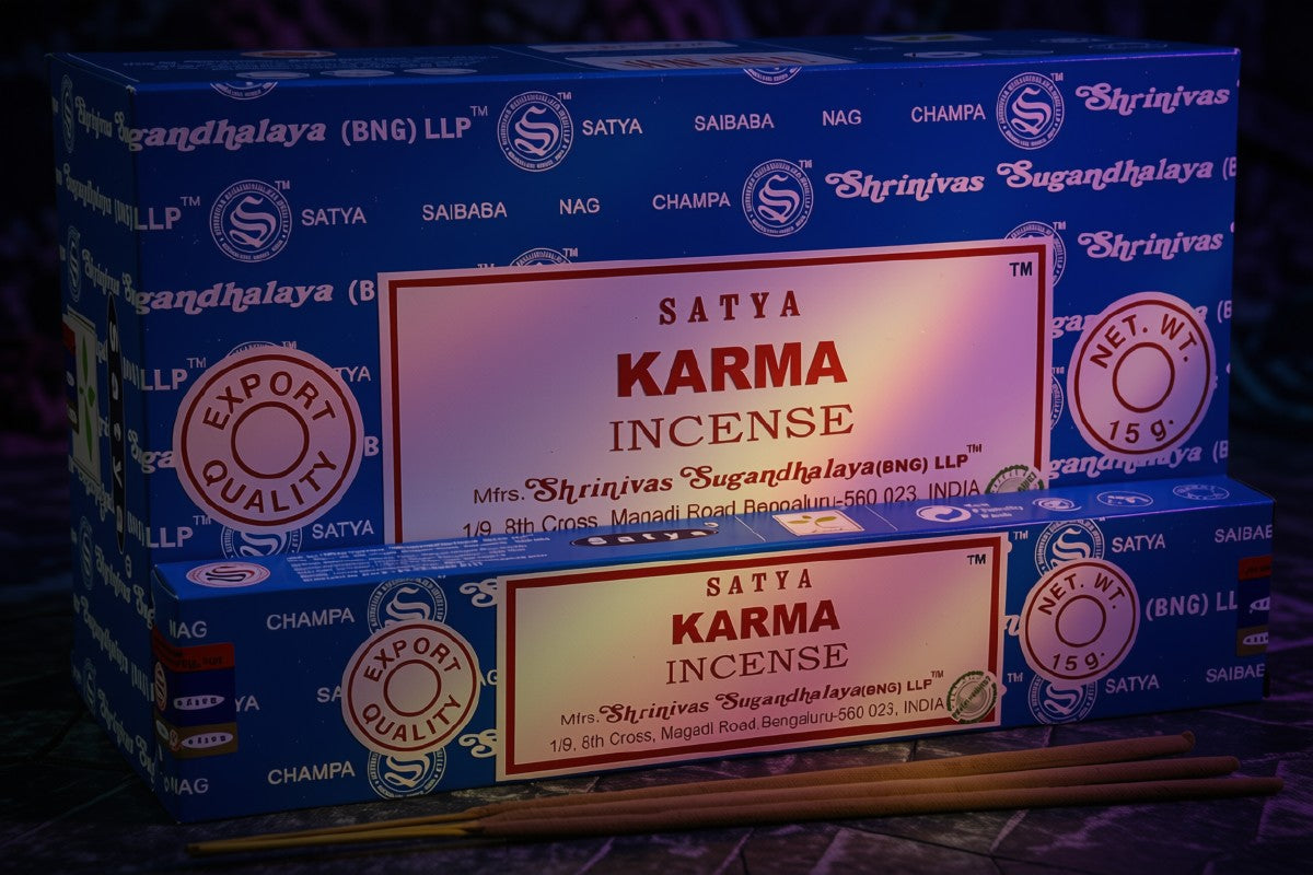 * Encens Satya Karma – Boîte de 12 Paquets de 15g | Équilibre Karmique & Conscience Positive
