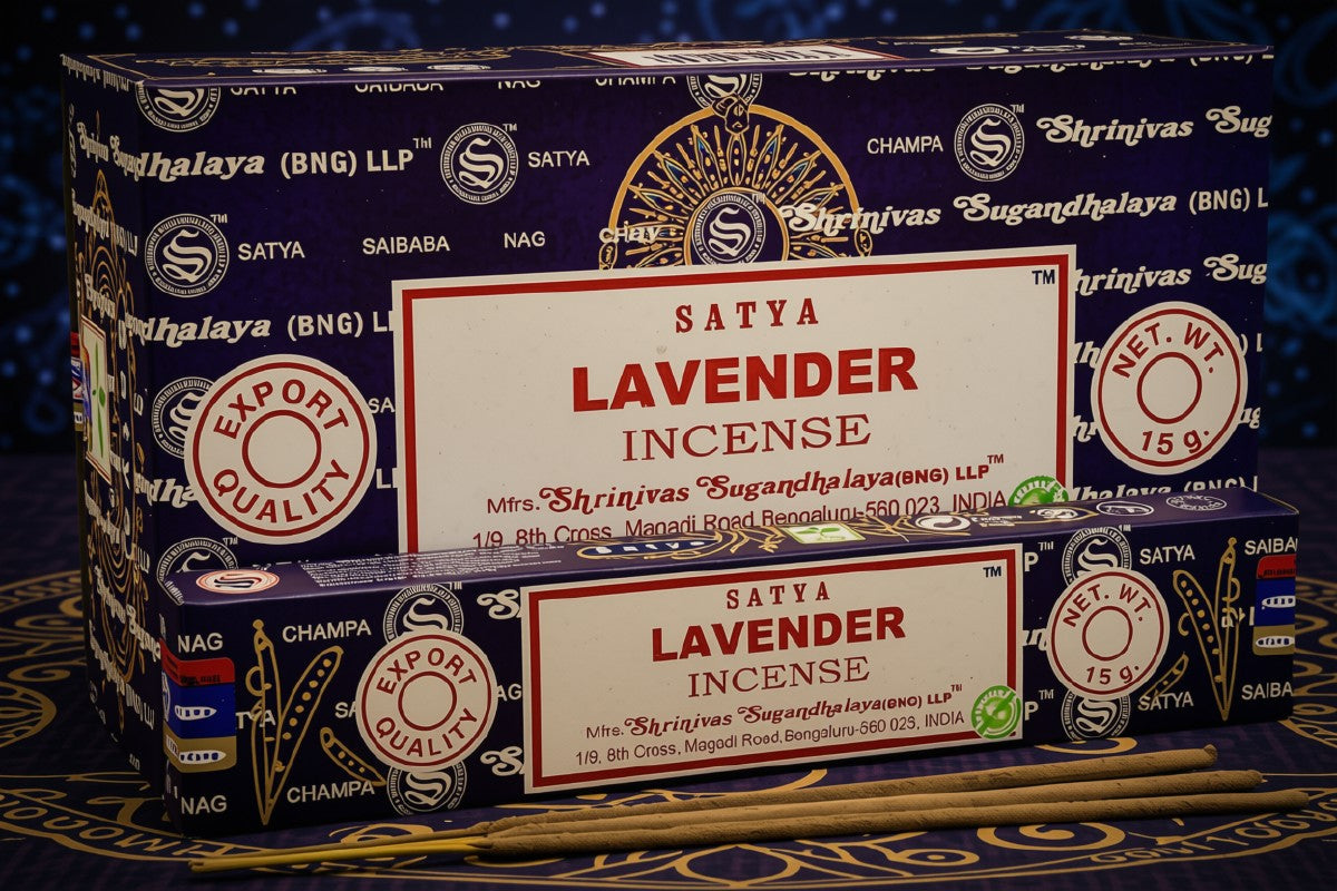 * Encens Satya Lavande – Boîte de 12 Paquets de 15g | Sérénité, Relaxation & Sommeil