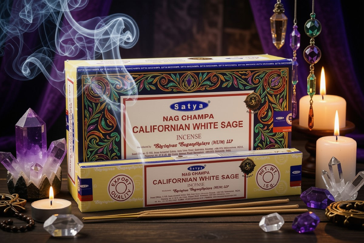 * Encens Satya Sauge Blanche Californienne – Boîte de 12 Paquets de 15g | Smudging & Purification Puissante
