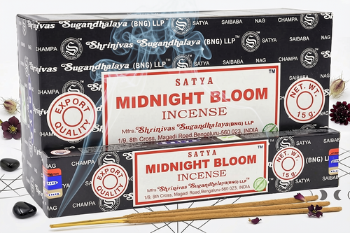 * Encens Satya Midnight – Boîte 12 x 15g | Boisé, Musqué & Relaxation Nocturne
