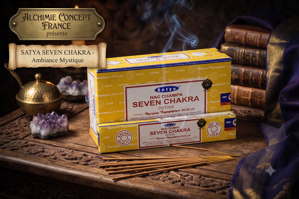 * Encens Satya Sept Chakras – Boîte de 12 Paquets de 15g | Équilibre Énergétique