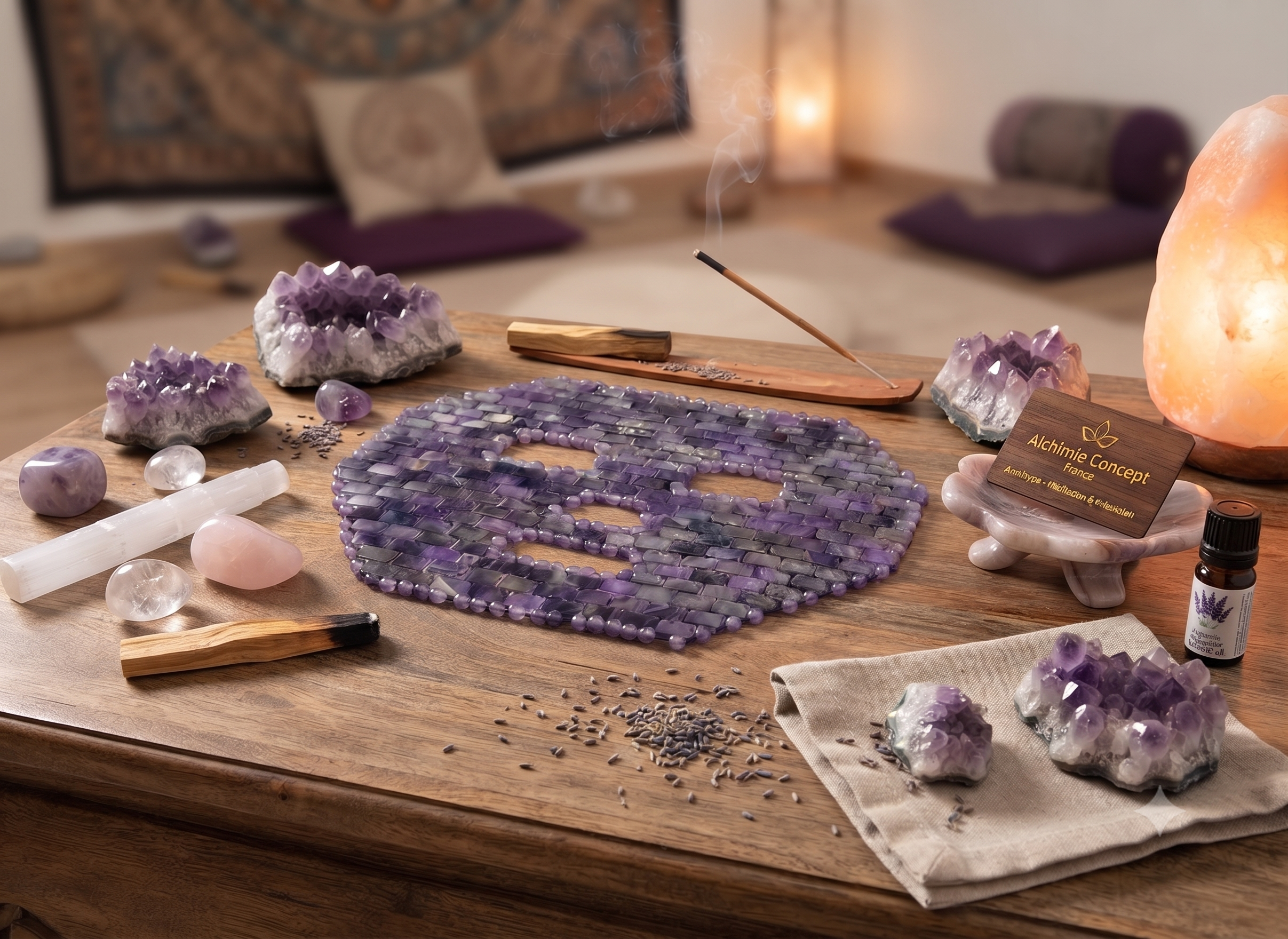 ✨ Masque de Méditation Intégral Améthyste | Couverture Complète Visage, Sommeil Profond & Éveil Spirituel