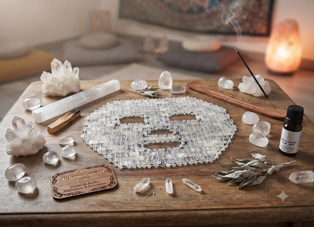 ✨ Masque de Méditation Intégral Cristal de Roche | Purification Totale, Conscience Élargie & Soin Visage Global