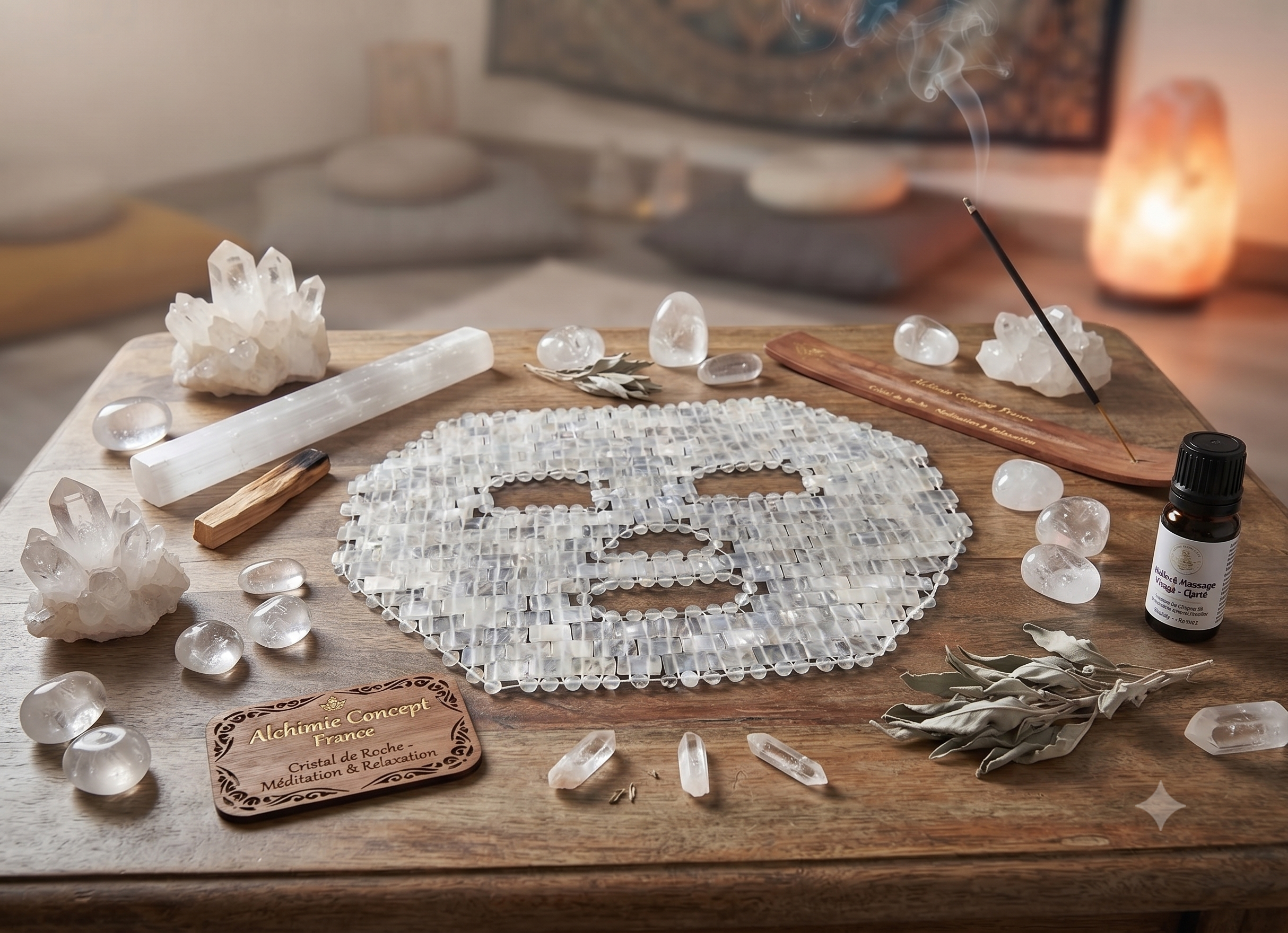 ✨ Masque de Méditation Intégral Cristal de Roche | Purification Totale, Conscience Élargie & Soin Visage Global