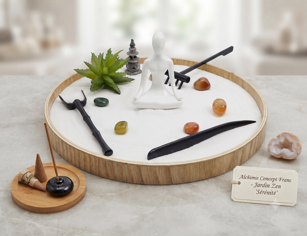 ✨ Jardin Zen Bois & Yoga — Figurine Balance Artisanale 24cm
