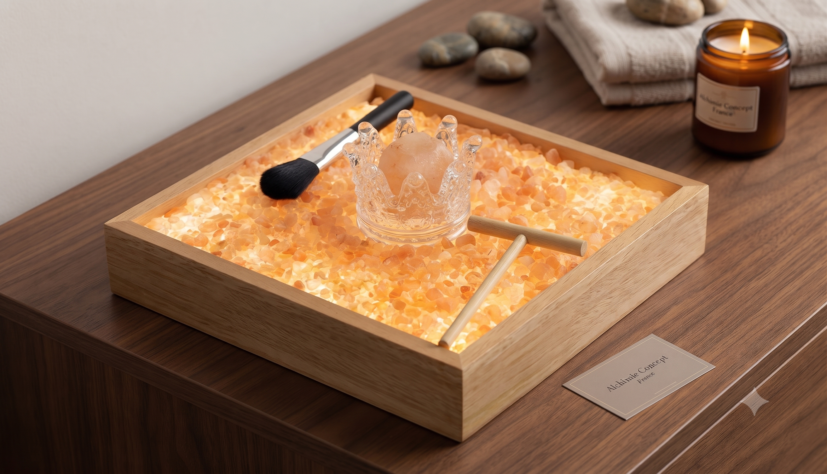 ✨ Jardin Zen Sel de l’Himalaya Couronne — Kit Éclairage USB à Monter Soi-Même 23cm