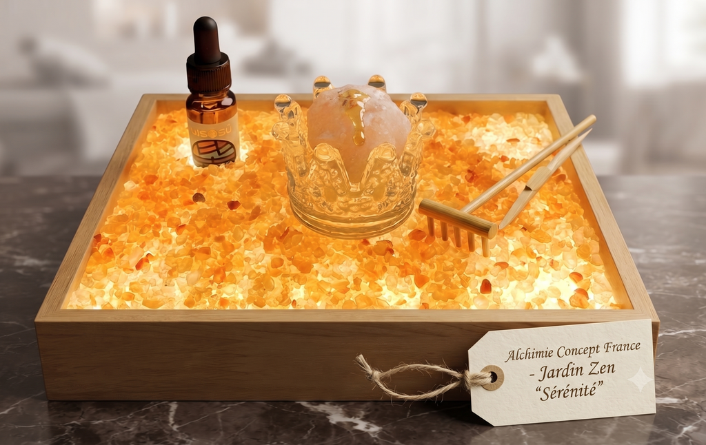 ✨ Jardin Zen Sel de l’Himalaya Couronne — Kit USB + Huile Essentielle à Monter Soi-Même 23cm