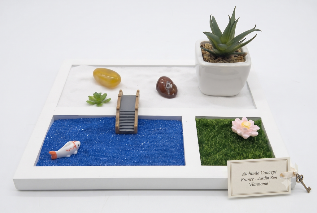 ✨ Jardin Zen Moderne & Plante — Décoration Nature Artisanale 21cm