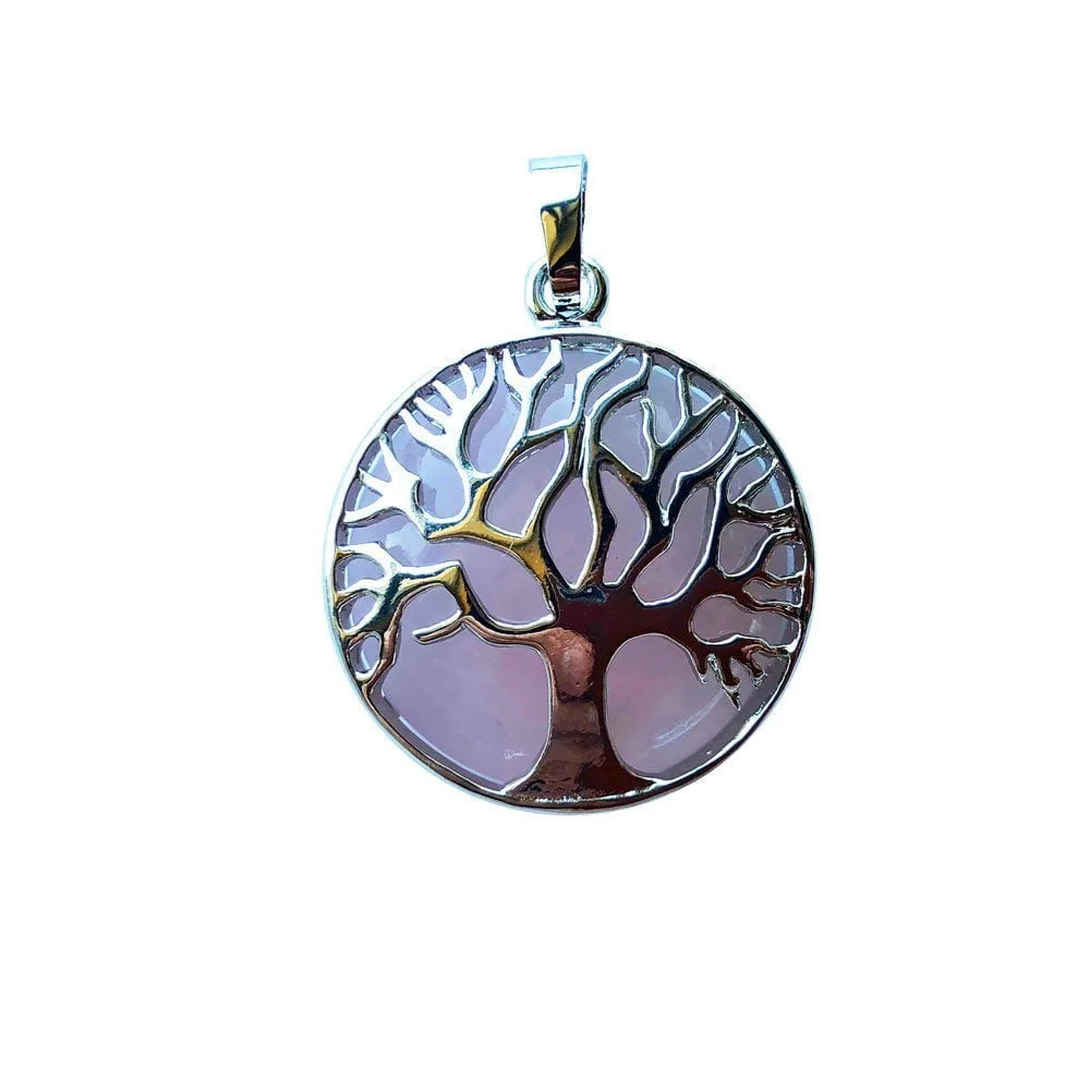 Pendentif Quartz Rose Arbre de Vie – Pierre de l'Amour & Sérénité Lithothérapie