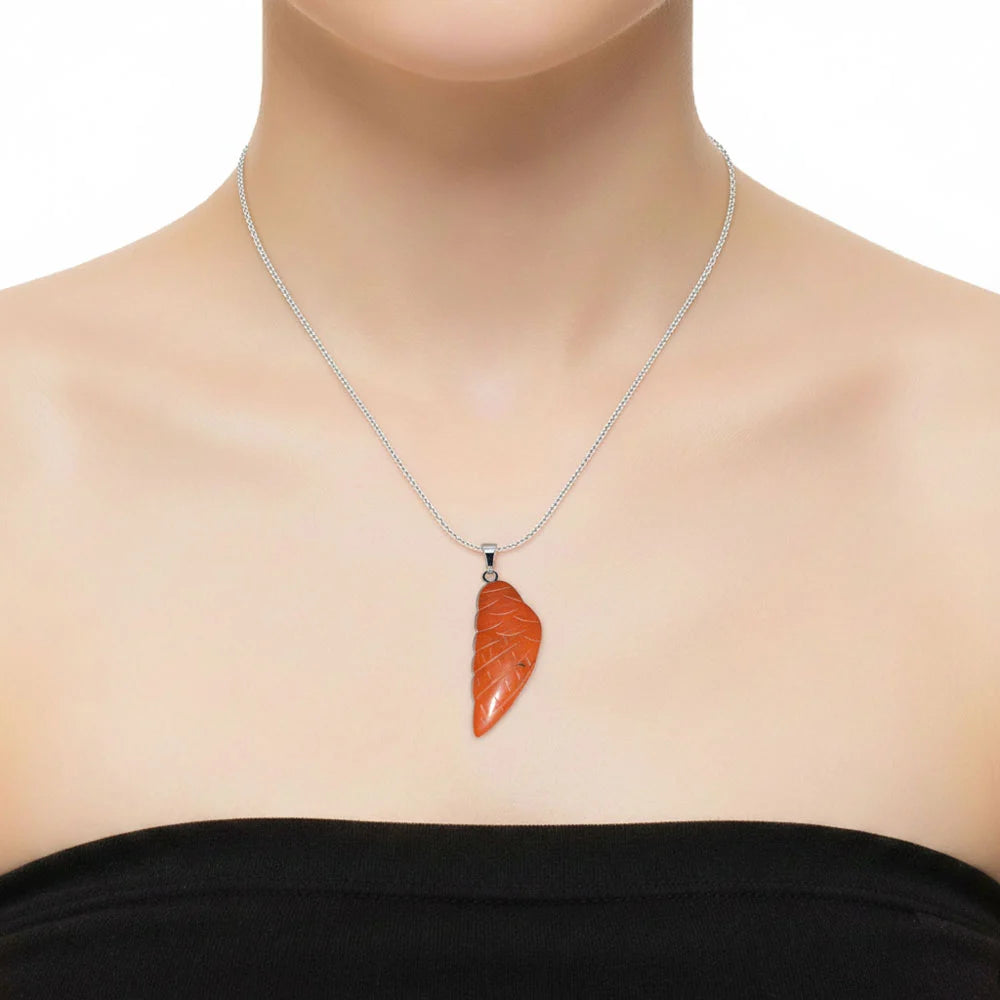 Pendentif Jaspe Rouge Aile d'Ange – Pierre de Force & Courage Lithothérapie