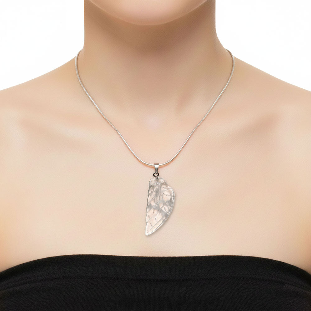 Pendentif Cristal de Roche – Aile d'Ange | Pureté & Éveil Spirituel | Alchimie Concept France