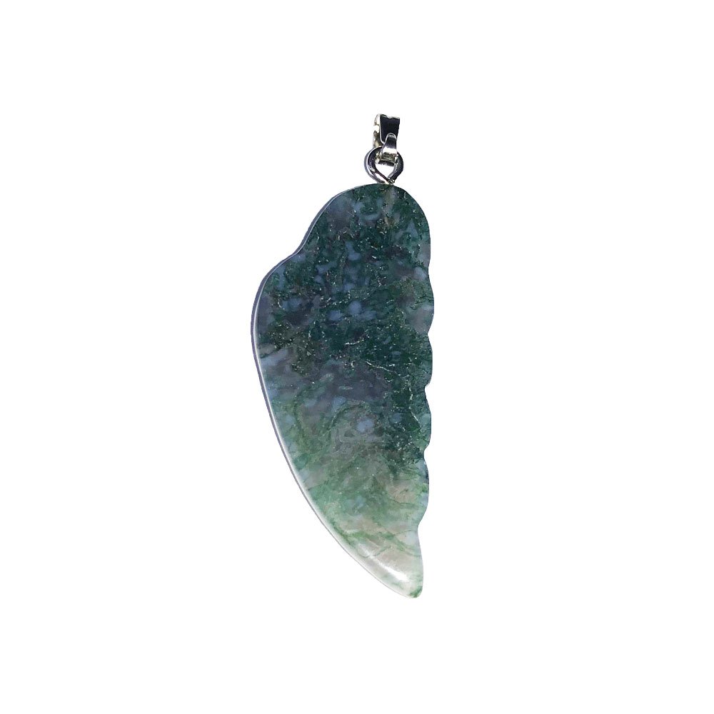 Pendentif Agate Mousse – Aile d'Ange | Harmonie avec la Nature & Confiance | Lithothérapie | Alchimie Concept France