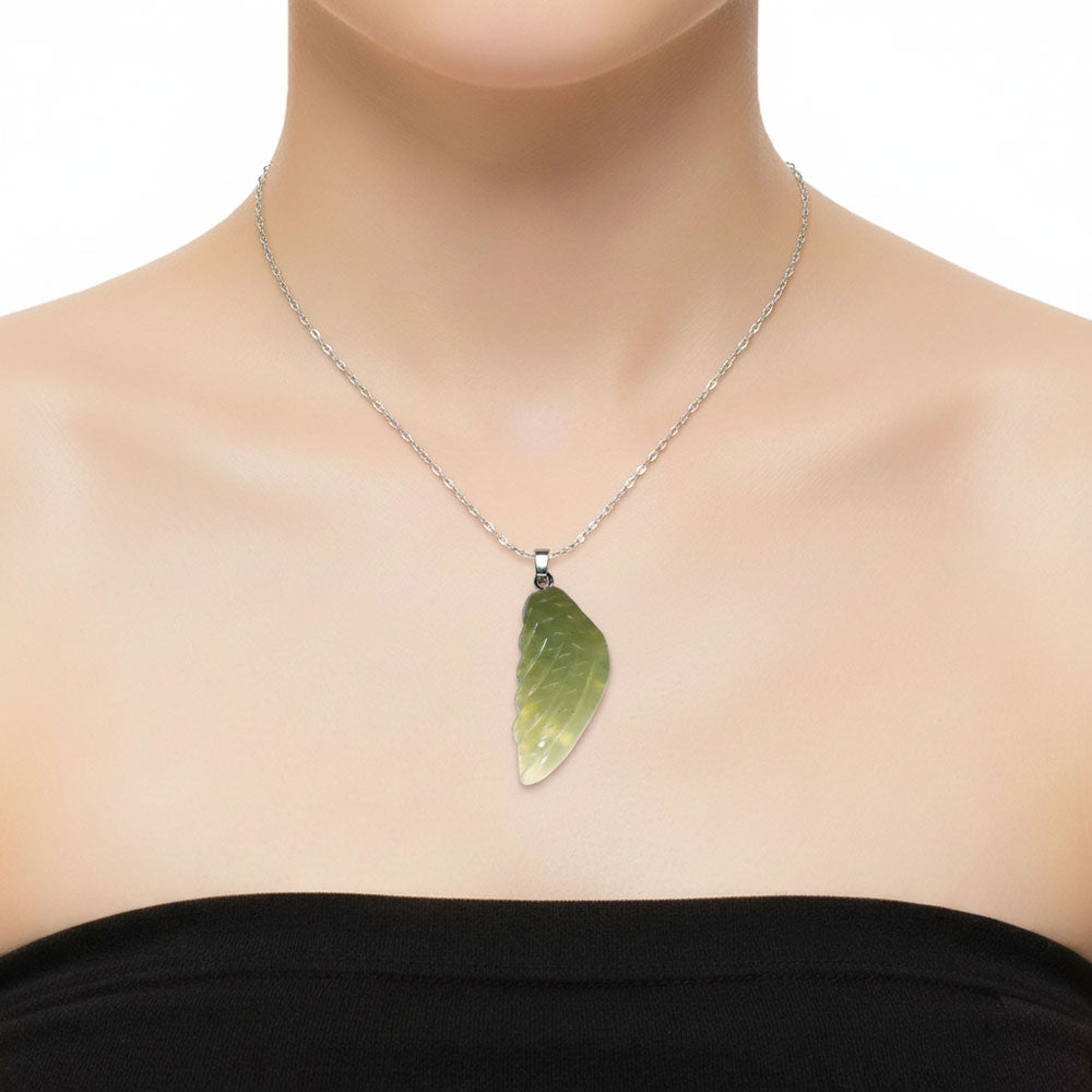 Pendentif Jade Vert – Aile d'Ange | Abondance & Harmonie | Lithothérapie | Alchimie Concept France
