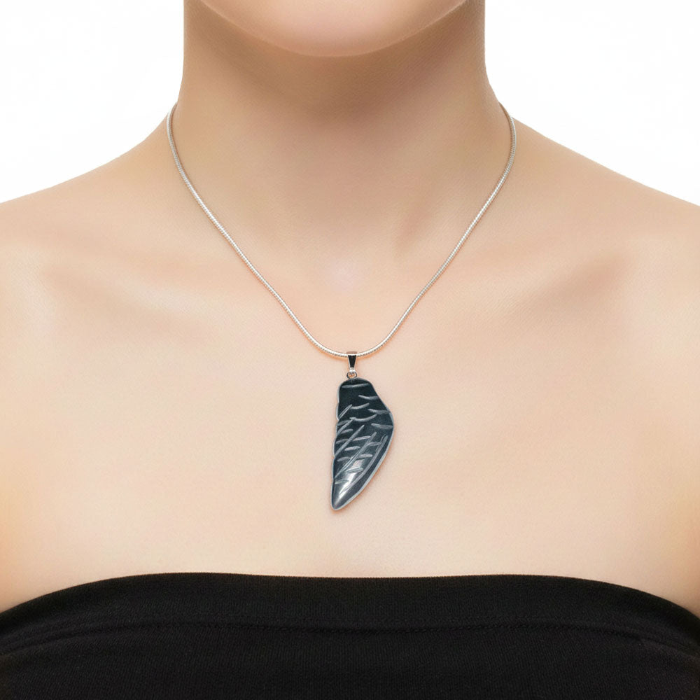 Pendentif Hématite Aile d'Ange – Pierre d'Ancrage & Vitalité Lithothérapie