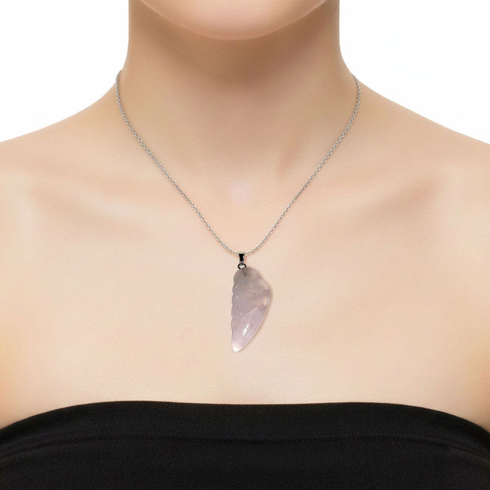 Pendentif Quartz Rose – Aile d'Ange | Pierre d'Amour & de Compassion | Lithothérapie | Alchimie Concept France