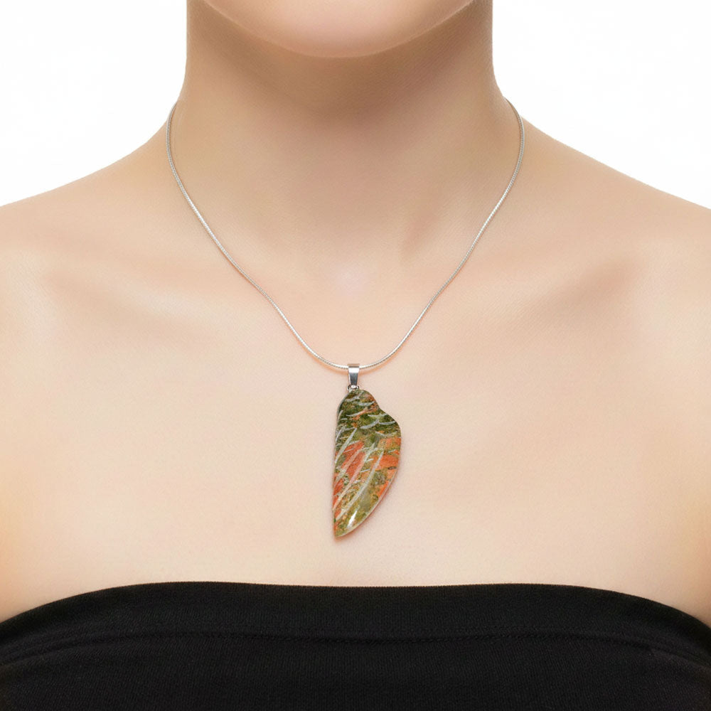 Pendentif Unakite Aile d'Ange – Pierre d'Optimisme & Protection Lithothérapie