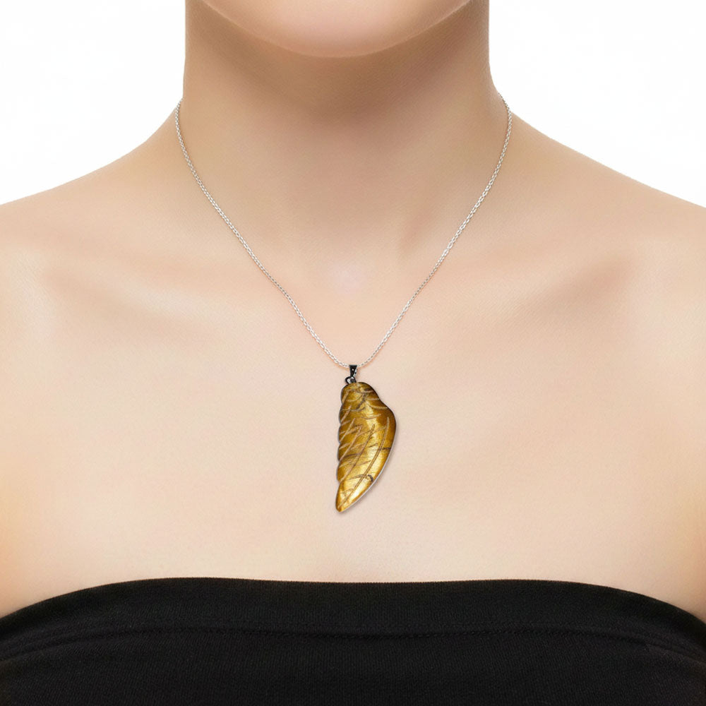 Pendentif Œil de Tigre – Aile d'Ange | Force & Protection | Lithothérapie | Alchimie Concept France