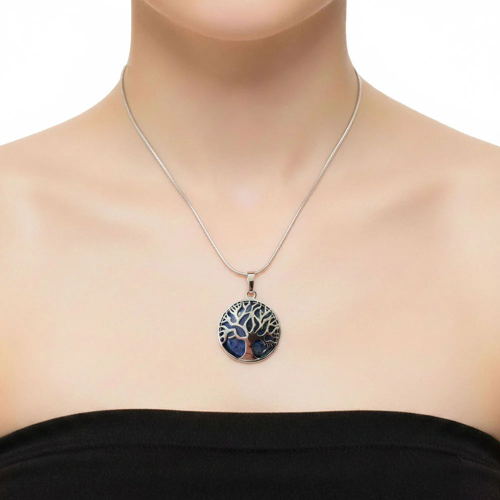 Pendentif Sodalite Arbre de Vie – Pierre de Clairvoyance & Courage Lithothérapie