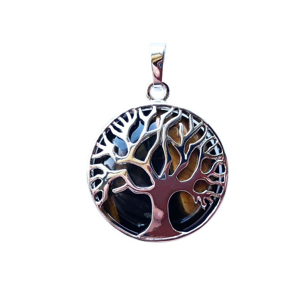 Pendentif Œil de Tigre Arbre de Vie – Pierre de Confiance & Protection Lithothérapie