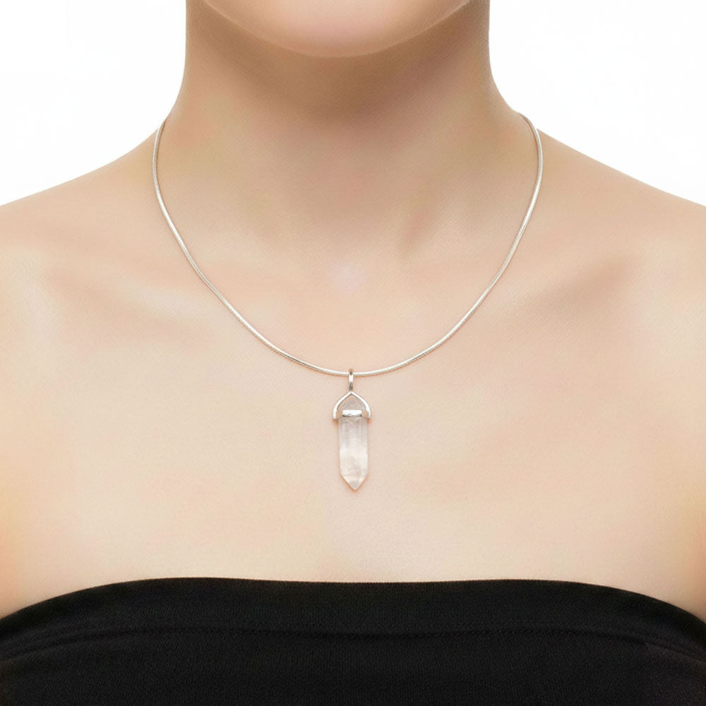 Pendentif Cristal de Roche Pointe – Pierre Universelle de Lumière & Méditation