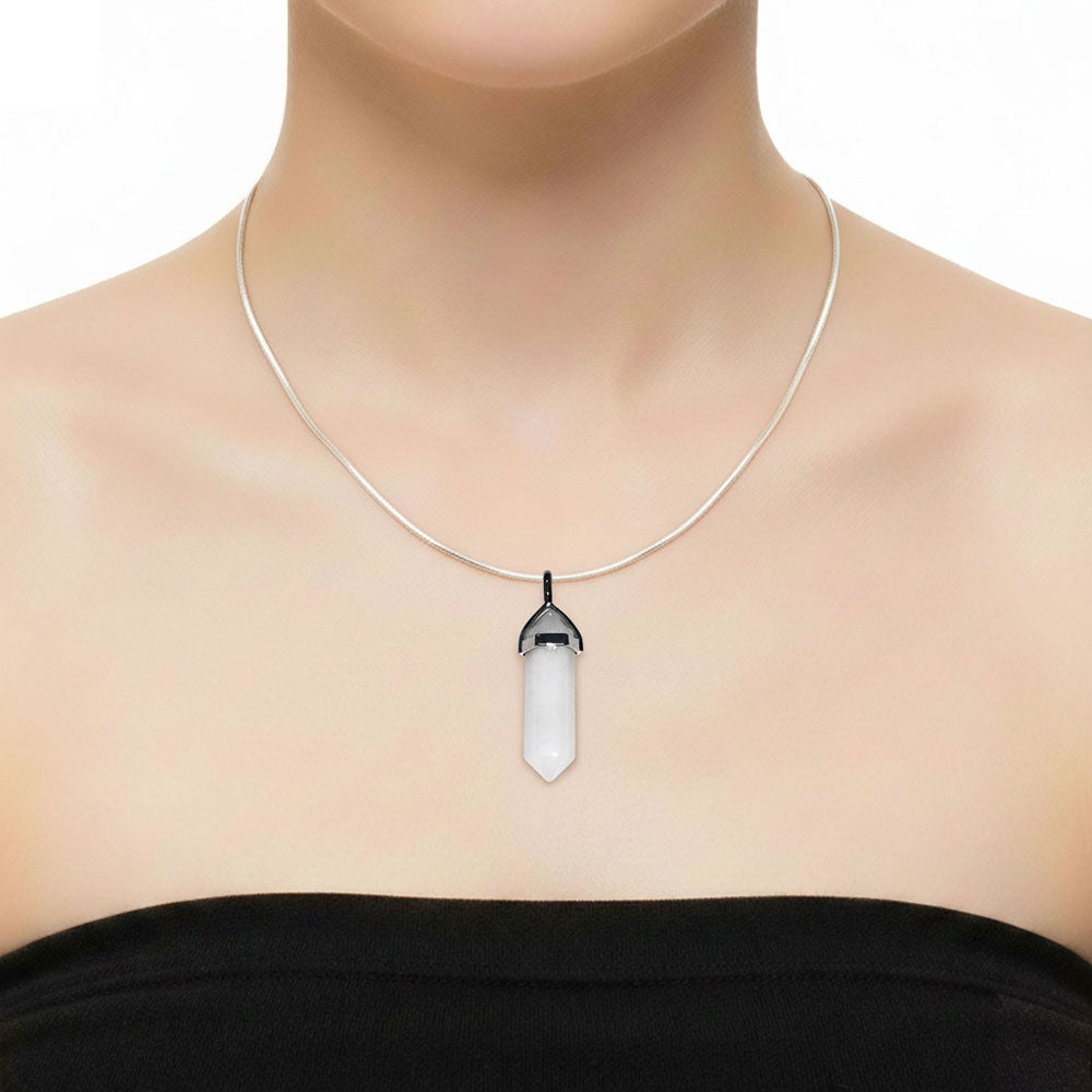 Pendentif Jade Blanc Pointe – Pierre Impériale de Sagesse & Justice Lithothérapie