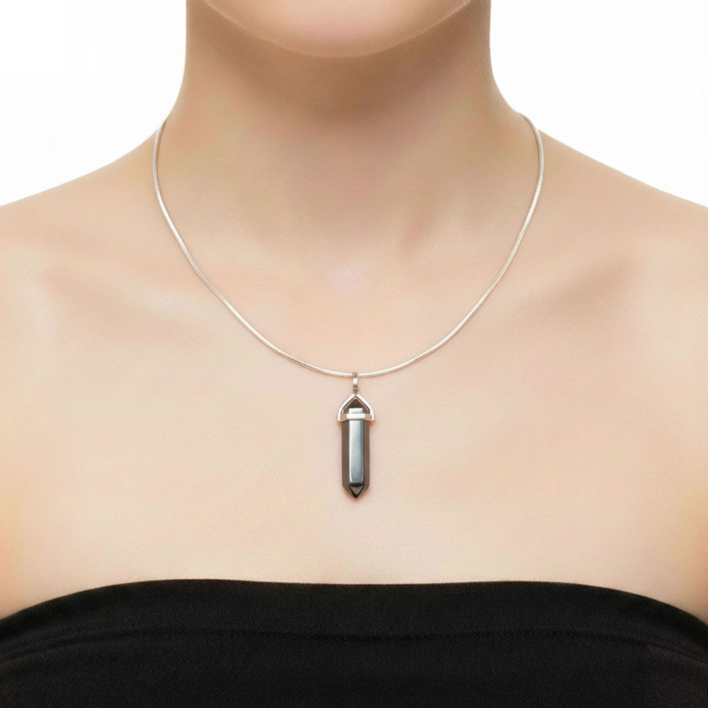 Pendentif Hématite Pointe – Pierre de Sang & Courage Lithothérapie