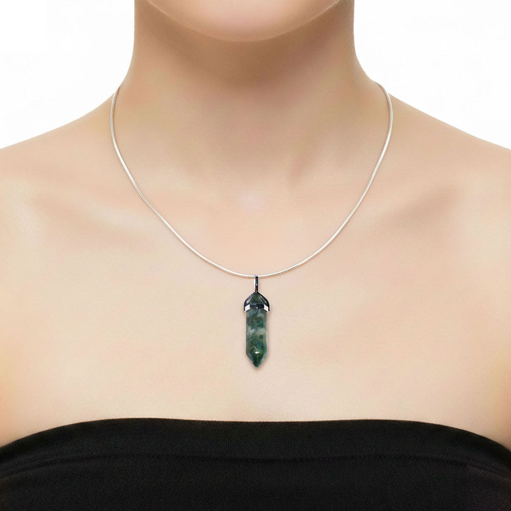 Pendentif Agate Indienne Pointe – Pierre de Chance & Créativité Lithothérapie