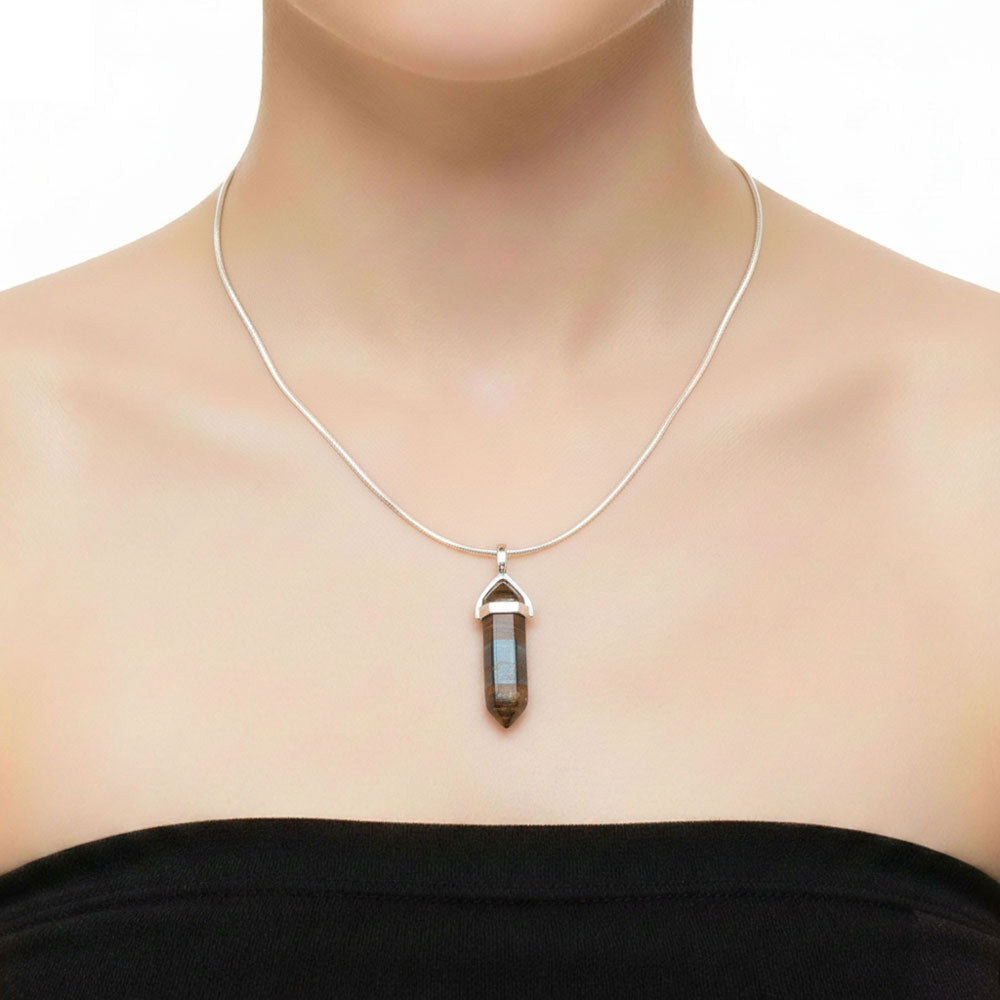 Pendentif Œil de Fer Pointe – Pierre de Force & Persévérance Lithothérapie