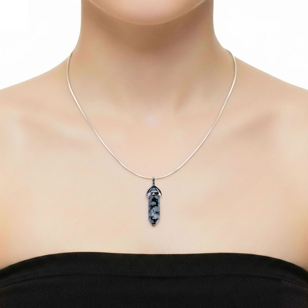 Pendentif Obsidienne Flocon de Neige Pointe – Pierre de Sérénité & Protection Lithothérapie