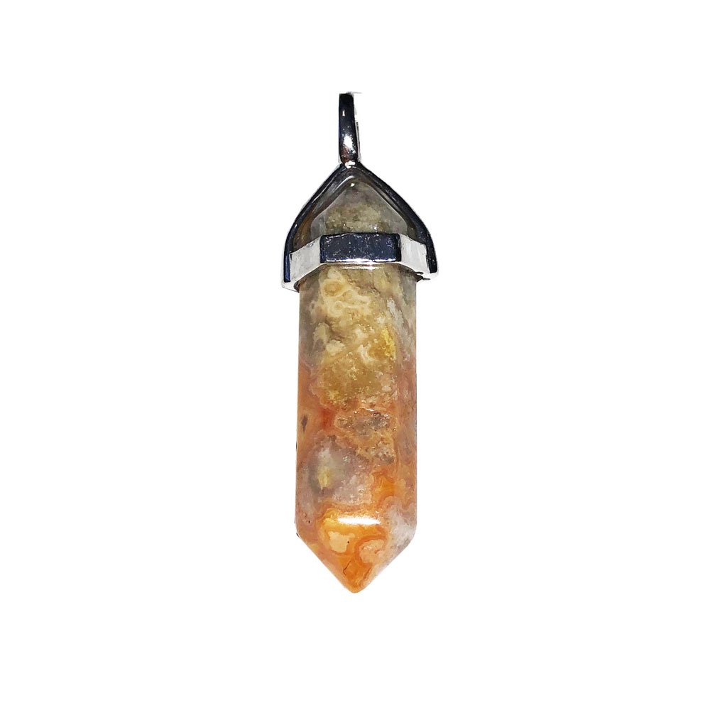 Pendentif Agate Crazy Lace Pointe – Pierre Mexicaine de Courage & Créativité Lithothérapie