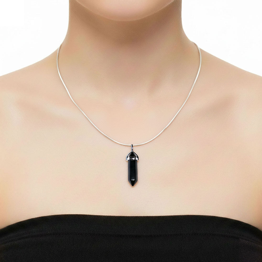 Pendentif Onyx Pointe – Pierre de Force & Résilience Lithothérapie
