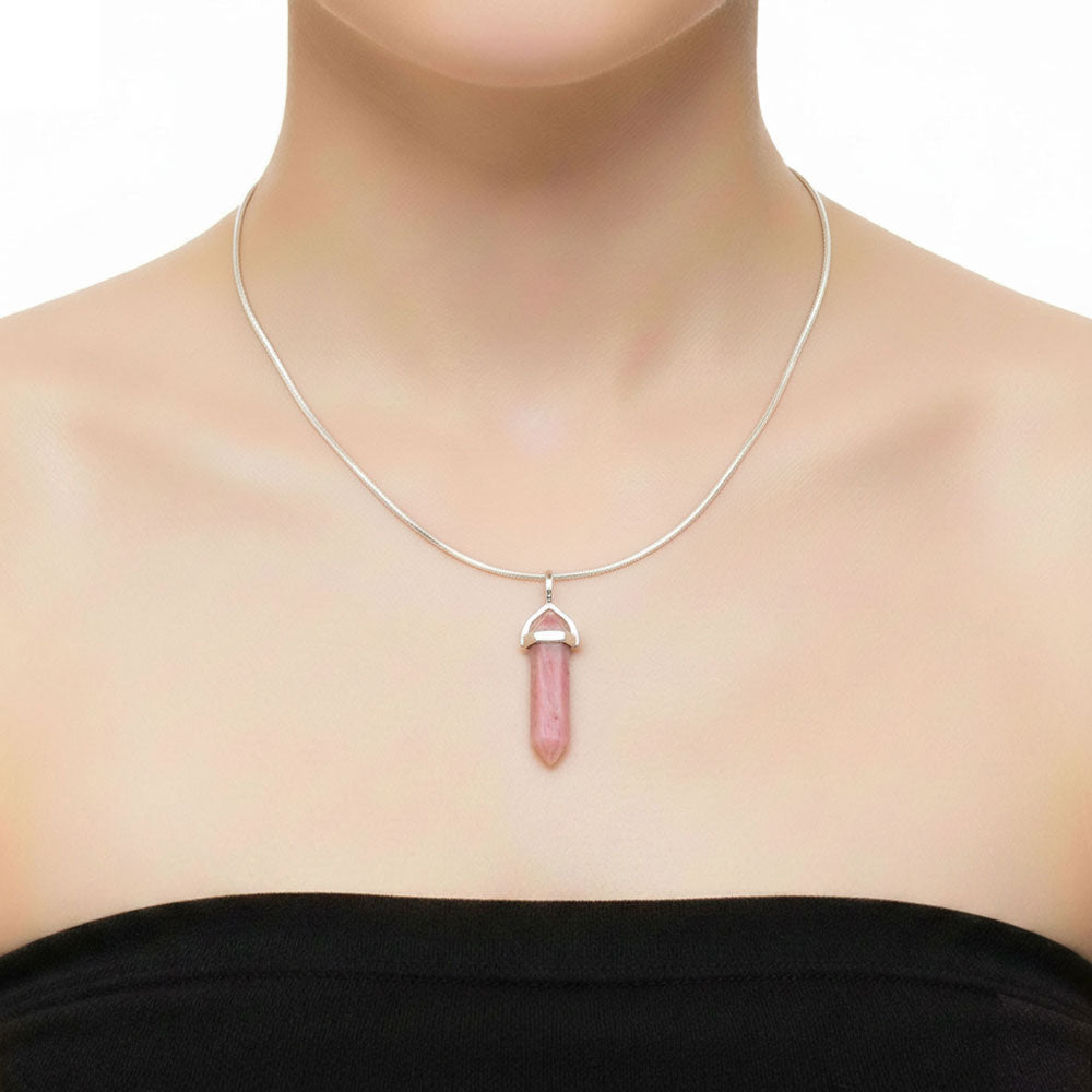 Pendentif Rhodonite Pointe – Pierre de l'Amour & Guérison Émotionnelle Lithothérapie