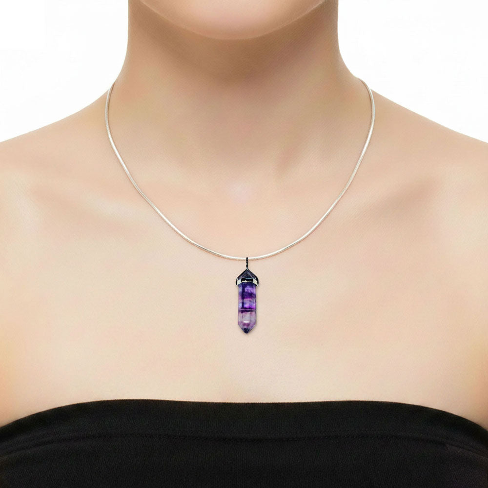 Pendentif Fluorite Multicolore Pointe – Pierre de Clarté & Éveil Spirituel Lithothérapie