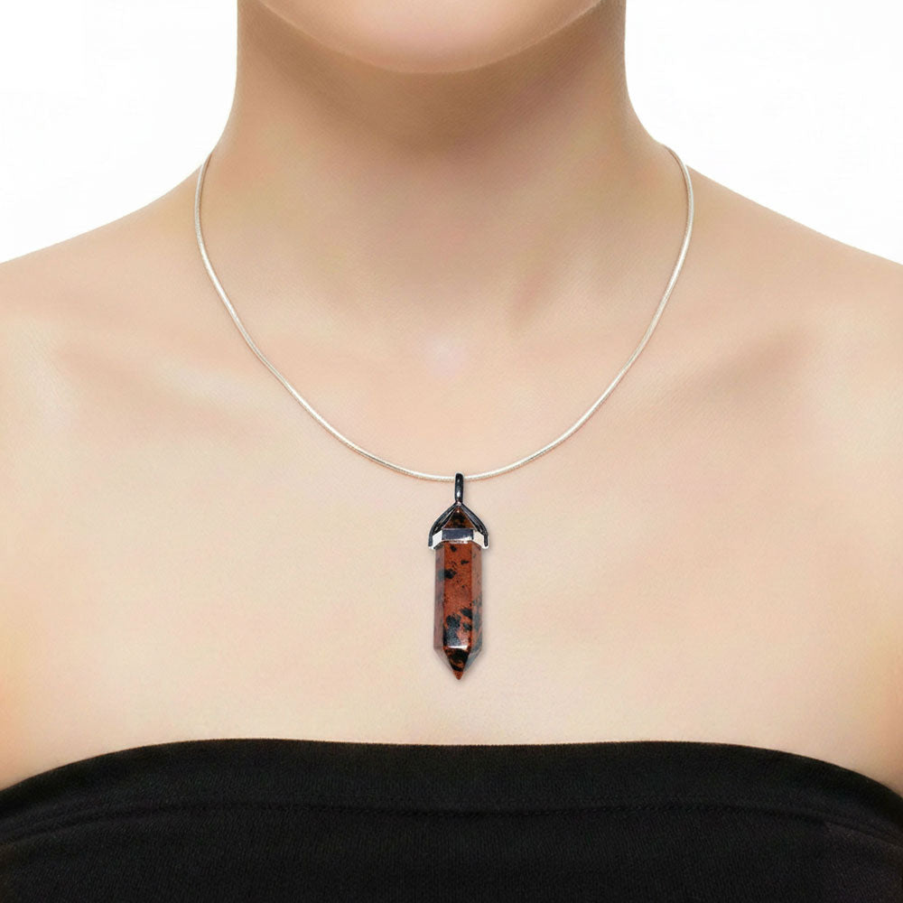 Pendentif Obsidienne Acajou Pointe – Pierre Volcanique de Protection & Paix Intérieure