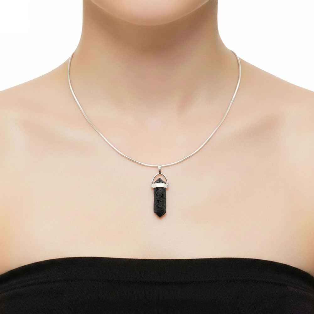 Pendentif Pierre de Lave Pointe – Pierre Volcanique de Joie & Vitalité Lithothérapie