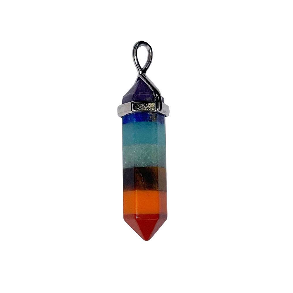 Pendentif 7 Chakras Pointe – Bijou Holistique d'Équilibre & Harmonie Lithothérapie