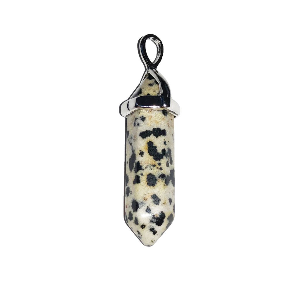 Pendentif Jaspe Dalmatien Pointe – Pierre de Joie & Endurance Lithothérapie